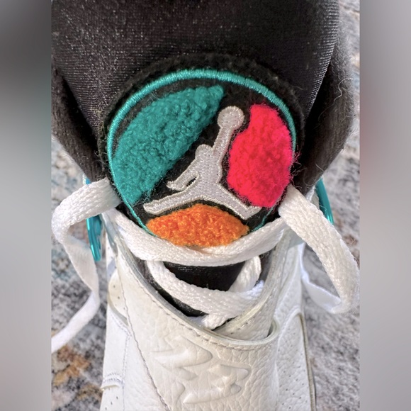 Jordan 8 Retro South Beach Shoes Black White Pink Teal - Size 12 - Picture 11 of 14